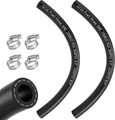 2 حزمة 5/16 "1FT خرطوم الوقود الغاطس SAE 30R10 خط الوقود داخل الخزان لـ E85 بنزين ديزل - خرطوم مضخة عالي الضغط 300 رطل لكل بوصة مربعة مع 4 مشابك لأنظمة الحقن البحرية للسيارات in Kuwait