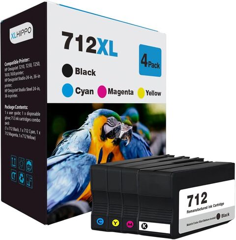 712XL Ink Cartridges Replacement for HP 712 Ink Cartridges Combo Pack Use for DesignJet T210 T230 T250 Design Jet T650 T630 Studio Plotter Printers (712 XL 4-Pack) in Saudi Arabia