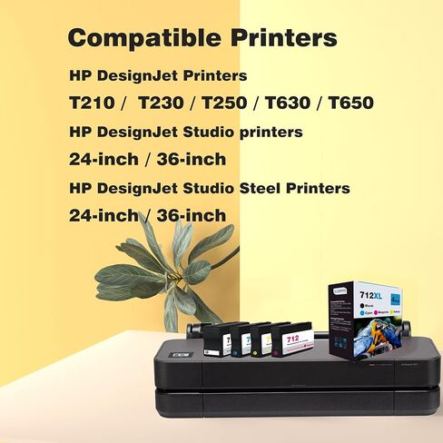 712XL Ink Cartridges Replacement for HP 712 Ink Cartridges Combo Pack Use for DesignJet T210 T230 T250 Design Jet T650 T630 Studio Plotter Printers (712 XL 4-Pack) in Saudi Arabia