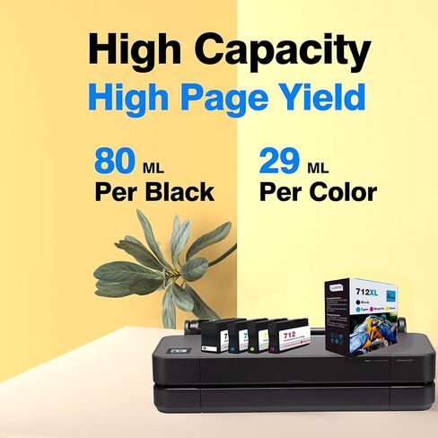 712XL Ink Cartridges Replacement for HP 712 Ink Cartridges Combo Pack Use for DesignJet T210 T230 T250 Design Jet T650 T630 Studio Plotter Printers (712 XL 4-Pack) in Saudi Arabia