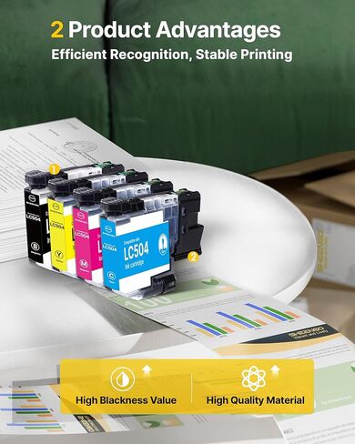 LC504 Ink Cartridges MFC-J1365DW Replacement for Brother LC504 Ink Cartridges for Brother Printer MFC-J1365DW MFC-J1367DW MFC-J1355DW LC504XL LC504 XL Combo Pack, 4 Pack (Black, Cyan, Magenta, Yellow) in Saudi Arabia