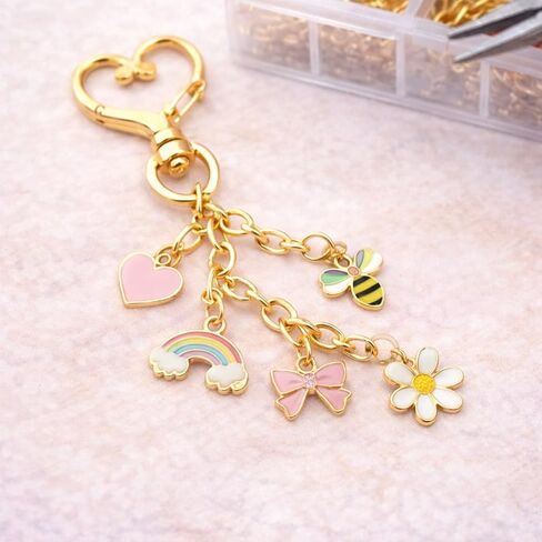 qinanlan Lip Gloss Keychain Making Kit with Display Cards, Make 30 DIY Keychains, Small Business Starter Kit for Bag Charms, Lip Gloss, Hand Cream & Accessories in Saudi Arabia