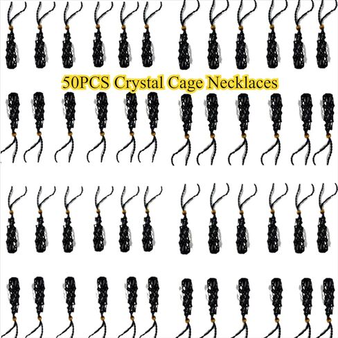 Extra Super Large Fish-Netted Crystal Cage Holders Black Necklace , Adjustable Cord Set Handwoven Rope for DIY Small Medium Quartz Stone Jewelry Making 3 Sizes (50, Small) in Saudi Arabia