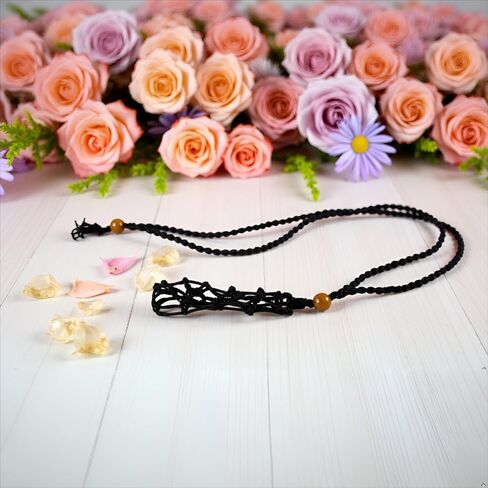 Extra Super Large Fish-Netted Crystal Cage Holders Black Necklace , Adjustable Cord Set Handwoven Rope for DIY Small Medium Quartz Stone Jewelry Making 3 Sizes (50, Small) in Saudi Arabia