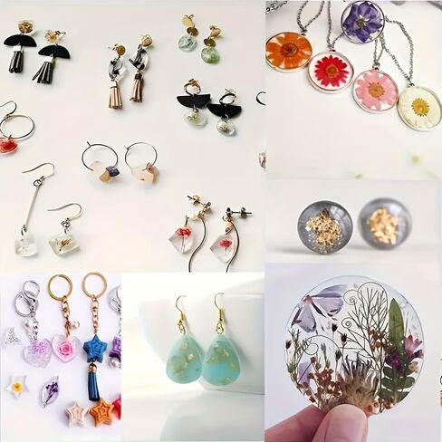 284-piece Epoxy Resin Casting Mold Set, for Making DIY Jewelry Molds Such As Earrings, Pendants, Necklaces, and Keychains (284-piece Set (48 Colors of Bottled Glitter)) in Kuwait