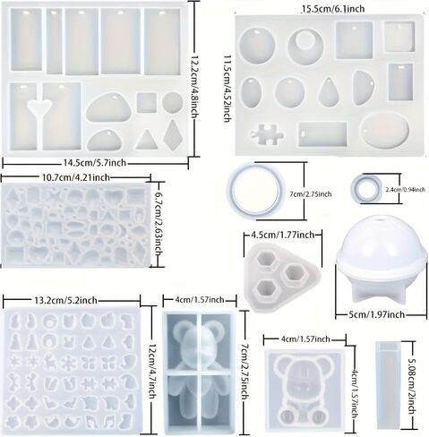 284-piece Epoxy Resin Casting Mold Set, for Making DIY Jewelry Molds Such As Earrings, Pendants, Necklaces, and Keychains (284-piece Set (48 Colors of Bottled Glitter)) in Kuwait