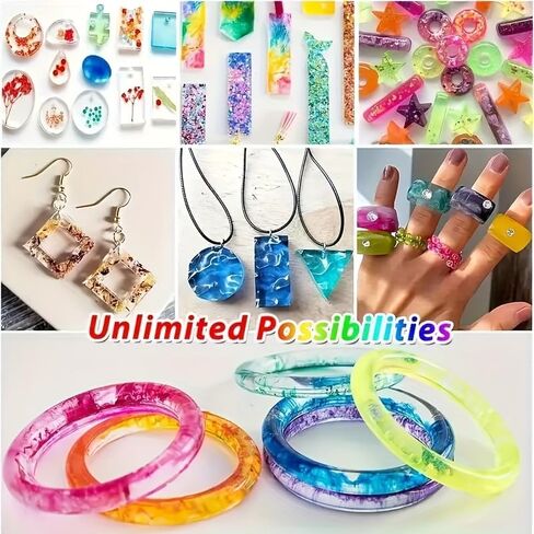 284-piece Epoxy Resin Casting Mold Set, for Making DIY Jewelry Molds Such As Earrings, Pendants, Necklaces, and Keychains (284-piece Set (48 Colors of Bottled Glitter)) in Kuwait