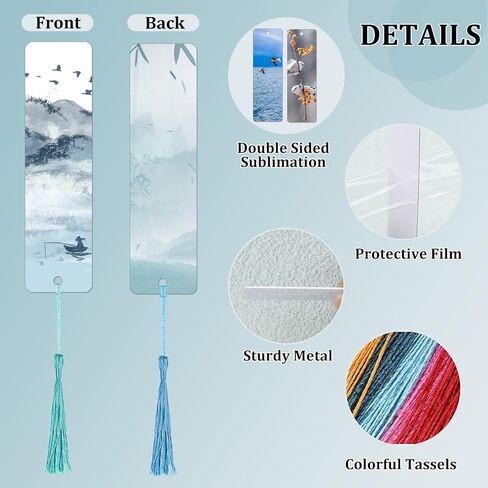 30 Pcs Metal Sublimation Bookmarks Double Sided, 6"x1.5" Sublimation Bookmark Blank Bulk Aluminum Sublimation Blanks DIY Bookmarks with Hole and Colorful Tassels for Crafts Gift 0.45mm Thick in Saudi Arabia