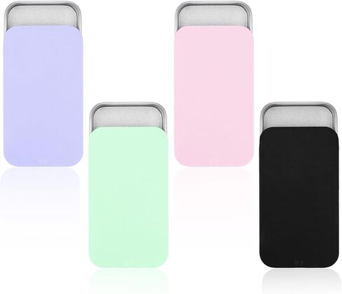 TIESOME 4 PCS Metal Tin Box Containers, 2.36 x1.33 x 0.4 Inch Small Metal Box Mini Rectangular Slide Top Containers Hinged Tin Boxes for Candies Jewelry Crafts Pills Survival Kit(4 Colors) in Kuwait