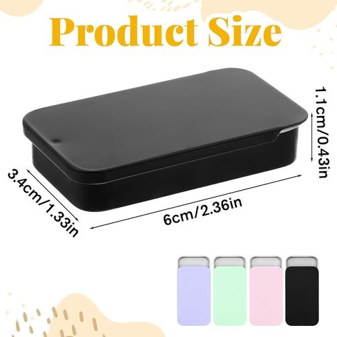 TIESOME 4 PCS Metal Tin Box Containers, 2.36 x1.33 x 0.4 Inch Small Metal Box Mini Rectangular Slide Top Containers Hinged Tin Boxes for Candies Jewelry Crafts Pills Survival Kit(4 Colors) in Kuwait