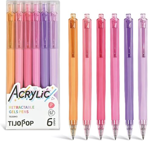 6PCS Acrylic Gel Pens- 0.7mm Fine Point Multicolor Ink Pens,Smooth Writing Retractable Pens for Colored Writing and Sketching in Saudi Arabia