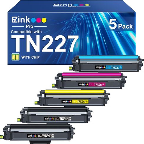 استبدال خرطوشة الحبر المتوافقة مع E-Z Ink Pro لخرطوشة الحبر Brother TN227 Toner TN223 TN227 عالية الإنتاجية لخرطوشة الحبر Brother MFC-L3770CDW HL-L3270CDW HL-L3290CDW MFC-L3710CW (5 عبوات) in Kuwait