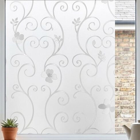 Stained Glass Window Film Bohemian Red Privacy Glass Door Film No Glue Window Covering Tint Cling Sun Blocking for Home and Office,17.5 inches by 78.7 inches in Saudi Arabia
