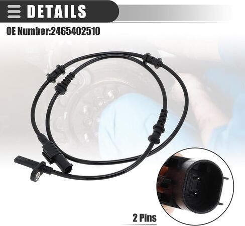 Motoforti Front Left Right ABS Sensor, Wheel Speed Sensor, for Mercedes-Benz CLA45 for AMG CLA250 2014-2018, Plastic, No.2465402510, Black, 2pcs in Kuwait