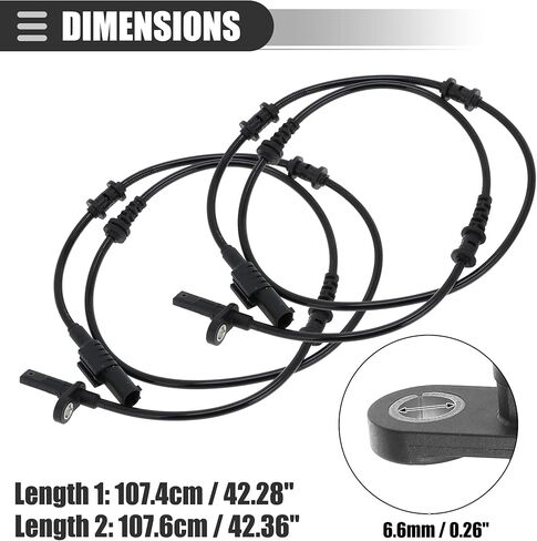 Motoforti Front Left Right ABS Sensor, Wheel Speed Sensor, for Mercedes-Benz CLA45 for AMG CLA250 2014-2018, Plastic, No.2465402510, Black, 2pcs in Kuwait