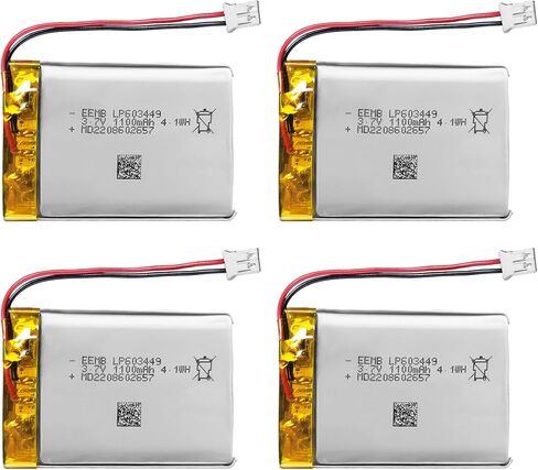 EEMB 4PACK Lithium Polymer Battery 3.7V 1100mAh 603449 Lipo Rechargeable Battery Pack with Wire JST Connector for ESP32 Development Board/Speaker- Confirm Device & Connector Polarity Before Purchase in Saudi Arabia