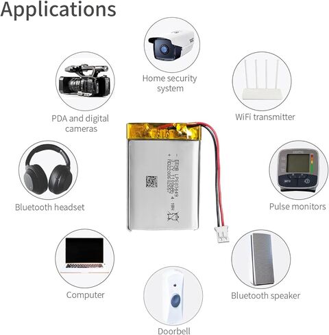 EEMB 4PACK Lithium Polymer Battery 3.7V 1100mAh 603449 Lipo Rechargeable Battery Pack with Wire JST Connector for ESP32 Development Board/Speaker- Confirm Device & Connector Polarity Before Purchase in Saudi Arabia