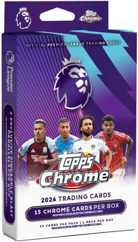 2025-26 بطاقات Topps Chrome Premier League - صندوق تعليق (15 بطاقة) in Kuwait