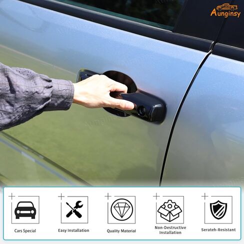 غطاء مقبض الباب الخارجي للسيارة من Aunginsy متوافق مع Toyota Tacoma 2024 2025 2026 & 4Runner 2025 2026، 4 قطع مقبض سحب للباب الأمامي الخلفي ومقبض كوب ووعاء للخدش وملحقات ملصق in Kuwait