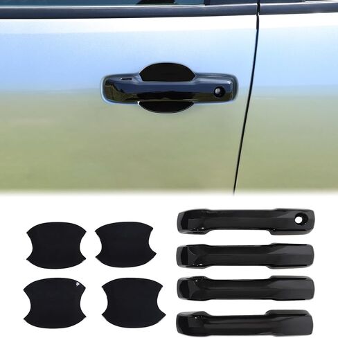 غطاء مقبض الباب الخارجي للسيارة من Aunginsy متوافق مع Toyota Tacoma 2024 2025 2026 & 4Runner 2025 2026، 4 قطع مقبض سحب للباب الأمامي الخلفي ومقبض كوب ووعاء للخدش وملحقات ملصق in Kuwait