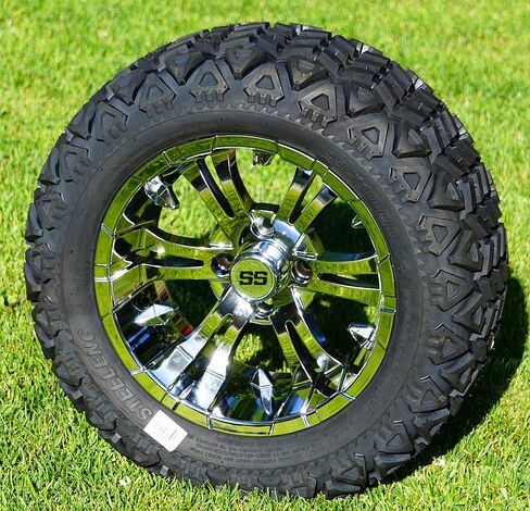 14" VAMPIRE Chrome Wheels and 23x10-14" DOT All Terrain Golf Cart Tires Combo - Set of 4 in Saudi Arabia