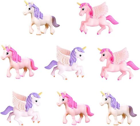 Lovely Flying Horse Unicorn Model Cake Toppers 8 Pcs Fairy Garden Miniature Unicorn Figurines Moss Landscape DIY Terrarium Crafts Ornament Accessories in Saudi Arabia