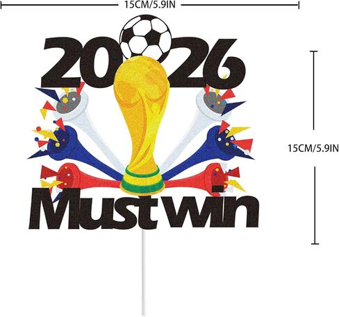2026 Soccer Cake Topper, World Football Theme Birthday Cake Decoration, Must Win Party Cake Picks for Sports Party, Soccer Fans Celebration, Graduation and Game Day Cake Decor in Saudi Arabia