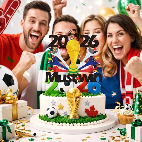 2026 Soccer Cake Topper, World Football Theme Birthday Cake Decoration, Must Win Party Cake Picks for Sports Party, Soccer Fans Celebration, Graduation and Game Day Cake Decor in Saudi Arabia