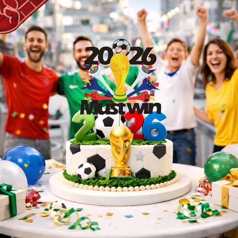 2026 Soccer Cake Topper, World Football Theme Birthday Cake Decoration, Must Win Party Cake Picks for Sports Party, Soccer Fans Celebration, Graduation and Game Day Cake Decor in Saudi Arabia