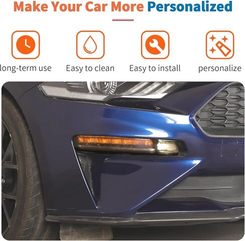CheroCar مدخن أسود الجبهة الضباب الخفيف غطاء الكسوة ABS ملحقات الديكور الخارجي متوافق مع فورد موستانج 2018-2023 in Kuwait