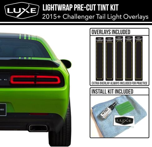 Luxe Auto Concepts Tail Light Tint Kit for 2015-2023 Dodge Challenger - Dark Smoke Gloss | Exact Cut Vinyl Overlays | Tinted Dry Application LightWrap Film in Saudi Arabia