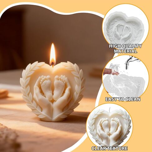Hand Hug Baby Foot Candle Mold, Child Feet Silicone Resin Casting Molds for Candle Making Baby Shower Birthday Home Decoration Aromatherapy Plaster Candles Clay Craft in Saudi Arabia
