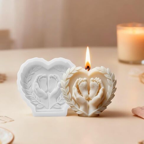 Hand Hug Baby Foot Candle Mold, Child Feet Silicone Resin Casting Molds for Candle Making Baby Shower Birthday Home Decoration Aromatherapy Plaster Candles Clay Craft in Saudi Arabia