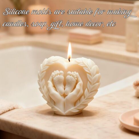 Hand Hug Baby Foot Candle Mold, Child Feet Silicone Resin Casting Molds for Candle Making Baby Shower Birthday Home Decoration Aromatherapy Plaster Candles Clay Craft in Saudi Arabia