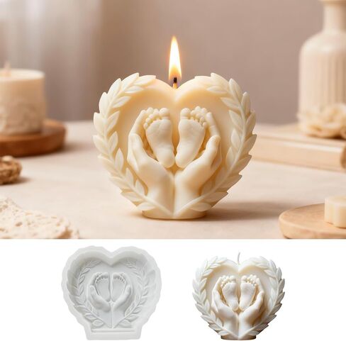 Hand Hug Baby Foot Candle Mold, Child Feet Silicone Resin Casting Molds for Candle Making Baby Shower Birthday Home Decoration Aromatherapy Plaster Candles Clay Craft in Saudi Arabia