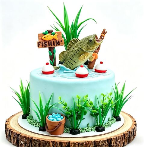 Fishing Birthday Party Decorations Fishing Cake Topper Fishing Themed Party Decorations in Saudi Arabia