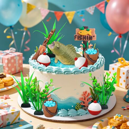 Fishing Birthday Party Decorations Fishing Cake Topper Fishing Themed Party Decorations in Saudi Arabia