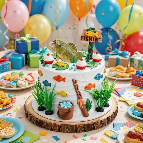 Fishing Birthday Party Decorations Fishing Cake Topper Fishing Themed Party Decorations in Saudi Arabia