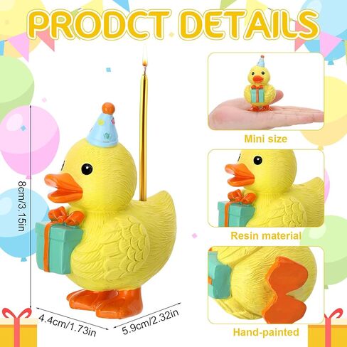 Little Yellow Duck Cake Candle Holders, 3.15 Inch Cute Cake Topper Stand Candlestick, Mini Resin Duck Birthday Party Supplies for Baby Shower Birthday Party Celebration in Kuwait
