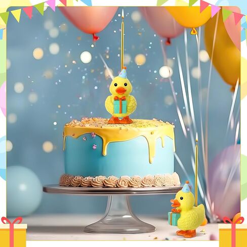 Little Yellow Duck Cake Candle Holders, 3.15 Inch Cute Cake Topper Stand Candlestick, Mini Resin Duck Birthday Party Supplies for Baby Shower Birthday Party Celebration in Kuwait