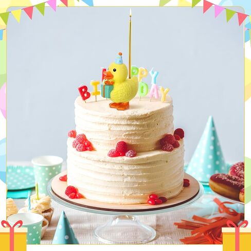 Little Yellow Duck Cake Candle Holders, 3.15 Inch Cute Cake Topper Stand Candlestick, Mini Resin Duck Birthday Party Supplies for Baby Shower Birthday Party Celebration in Kuwait