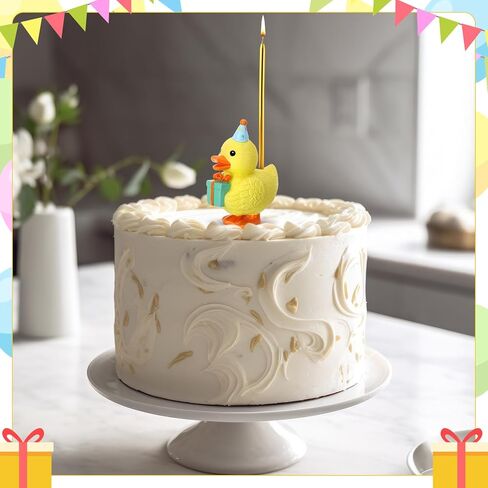 Little Yellow Duck Cake Candle Holders, 3.15 Inch Cute Cake Topper Stand Candlestick, Mini Resin Duck Birthday Party Supplies for Baby Shower Birthday Party Celebration in Kuwait