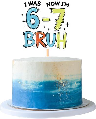 6-7 Birthday Cake Topper I was 6 Now I'm 7, Funny 7th Birthday Decorations for Boys Girls, Happy Birthday Party Supplies in Saudi Arabia