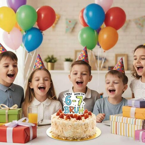 6-7 Birthday Cake Topper I was 6 Now I'm 7, Funny 7th Birthday Decorations for Boys Girls, Happy Birthday Party Supplies in Saudi Arabia
