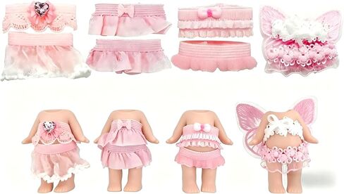 مجموعة ملابس Cherry Blossom Angel من 4 مجموعات ملابس Sony Angel - تناسب الدمى القابلة للتجميع مقاس 3 بوصات، وهواة التجميع للبالغين، والعرض والديكور in Kuwait
