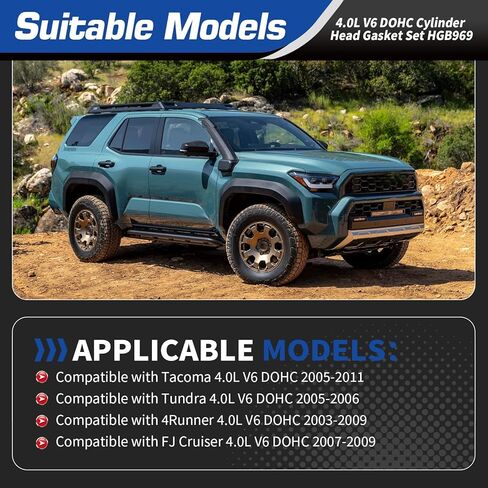 HS26330PT مجموعة حشيات رأس الأسطوانة مع مسامير الرأس المتوافقة مع Tundra Tacoma 4Runner FJ Cruiser 4.0L V6 DOHC 2003-2011 استبدال HGB969 in Kuwait
