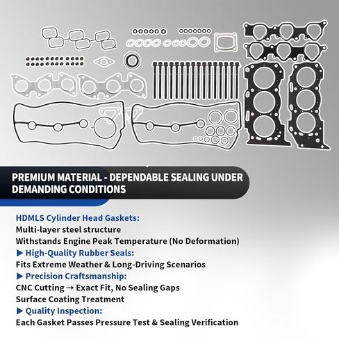 HS26330PT مجموعة حشيات رأس الأسطوانة مع مسامير الرأس المتوافقة مع Tundra Tacoma 4Runner FJ Cruiser 4.0L V6 DOHC 2003-2011 استبدال HGB969 in Kuwait