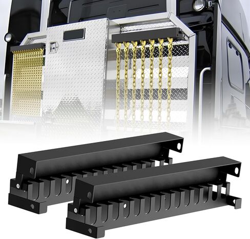 Lockable 24" Trailer Chain Holder, Heavy-Duty Metal Chain Carrier, Powder-Coated Cab Rack Chain Hanger with Lid, Trailer Chain Rack with Locking Slots, Accommodates Up to 14 Chains or Binders in Saudi Arabia