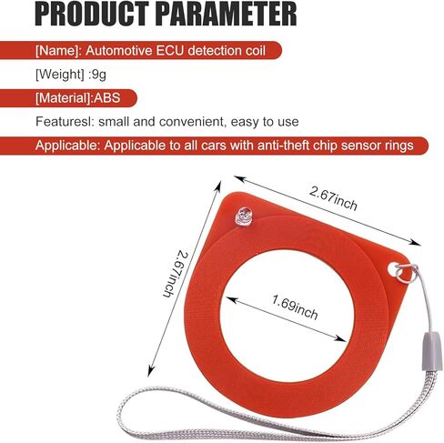 2 PCS Key ECU Test Coil, Fast Checking Key Lock Chip Coil Tester, ABS Induction Signal Detector Card, Universal Anti-theft Auto Ignition Diagnostic Ring, for Most Cars, Trucks, SUVs (Red) in Kuwait