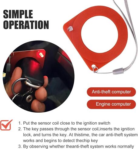 2 PCS Key ECU Test Coil, Fast Checking Key Lock Chip Coil Tester, ABS Induction Signal Detector Card, Universal Anti-theft Auto Ignition Diagnostic Ring, for Most Cars, Trucks, SUVs (Red) in Kuwait